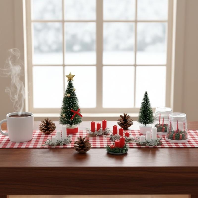 Holiday Candle Set - ! 1:12 Miniatur-Puppenhaus Weihnachtsszene Zubehör Kerze/Weihnachtsbaum